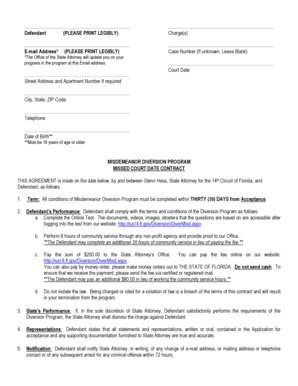 Florida Misdemeanor Diversion Program Contract
