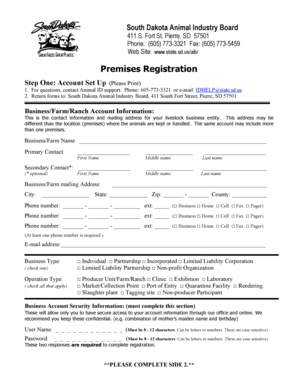 South Dakota Premises Registration Form