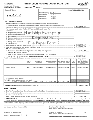 Kentucky Utility Gross Receipts License Tax Return
