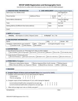 NFCSP SAMS Registration and Demographic Form