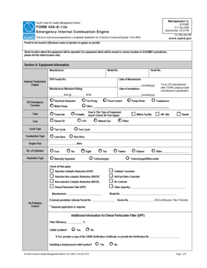 California Internal Combustion Engine Permit Application