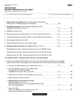 Michigan Historic Preservation Tax Credit Form 3581