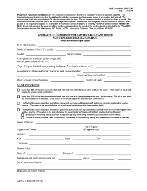 Affidavit of Ownership for Amateur-Built Aircraft