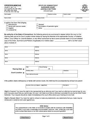 Connecticut Juvenile Court Summons
