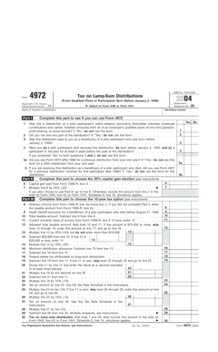 IRS Form 4972 Tax on Lump-Sum Distributions