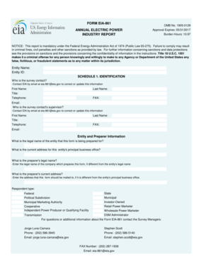 Form EIA-861 Annual Electric Power Industry Report