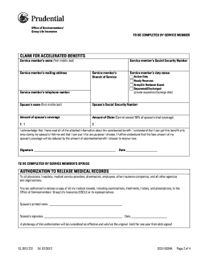 Servicemembers' Group Life Insurance Accelerated Benefits Claim