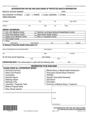 Authorization for Use and Disclosure of Protected Health Information