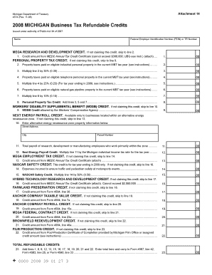 Michigan Business Tax Refundable Credits Form 4574