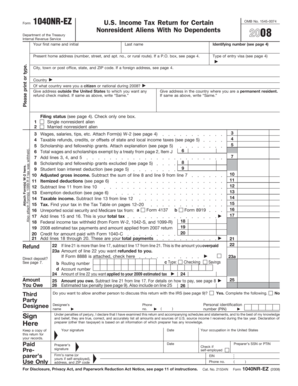 Form 1040NR-EZ US Nonresident Alien Tax Return