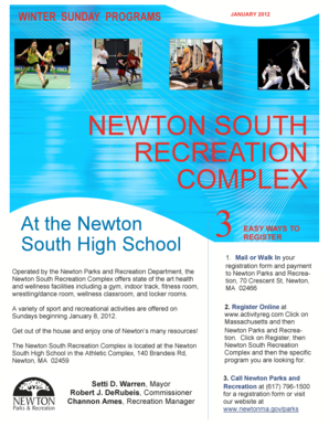 Newton South Recreation Complex Registration Form