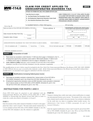 NYC Unincorporated Business Tax Credit Claim