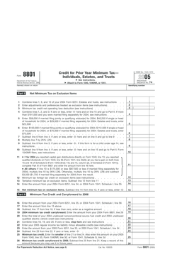 Form 8801 Credit for Prior Year Minimum Tax