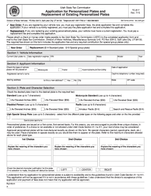 Utah Personalized License Plate Application