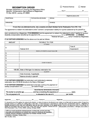 Michigan Workers Compensation Redemption Order