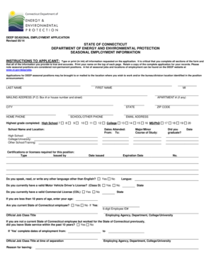 Connecticut Seasonal Employment Application