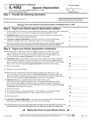 Illinois Special Depreciation Form IL-4562