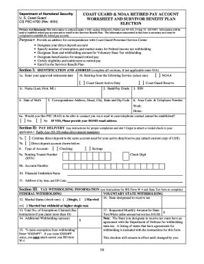 PSC-4700 Retired Pay Account Worksheet