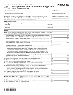 New York Low-Income Housing Credit Recapture Form DTF-626