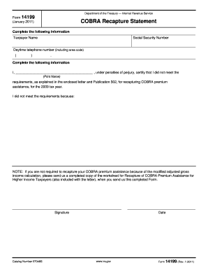 COBRA Recapture Statement Form 14199