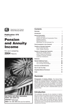 Publication 575 Pension and Annuity Tax Guide
