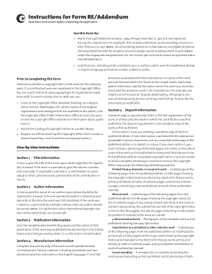 US Copyright Form RE/Addendum
