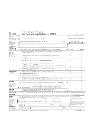 IRS Form 1040EZ 2005