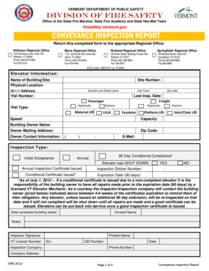 Vermont Conveyance Inspection Report