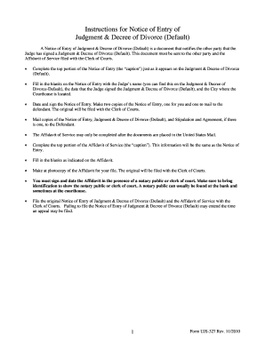 Notice of Entry of Judgment & Decree of Divorce (Default)