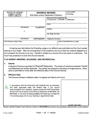 Hawaii Divorce Decree