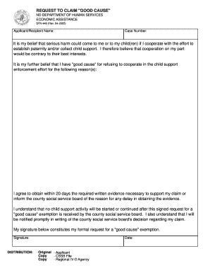 Good Cause Exemption Request Form