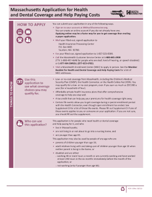 Massachusetts Application for Health and Dental Coverage