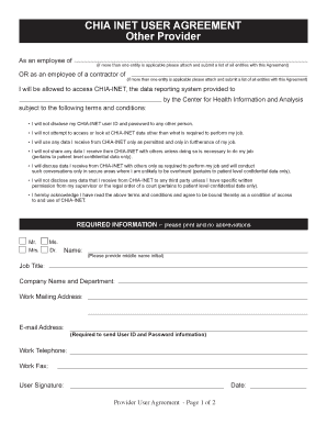 CHIA-INET User Agreement