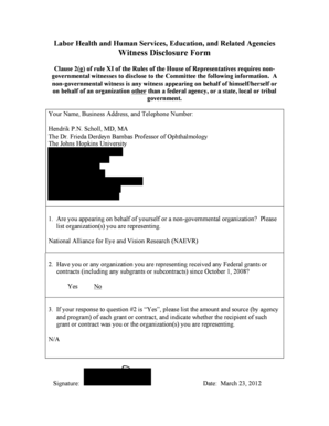 Witness Disclosure Form