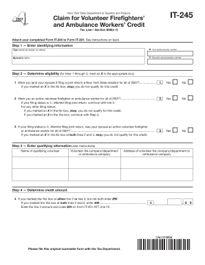 New York Volunteer Firefighters' and Ambulance Workers' Credit Form IT-245