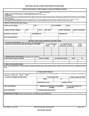 Application for Full-Time National Guard Counterdrug Position