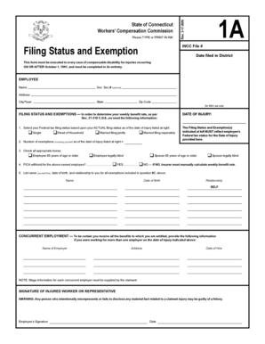 Connecticut Workers' Compensation Filing Status and Exemption Form