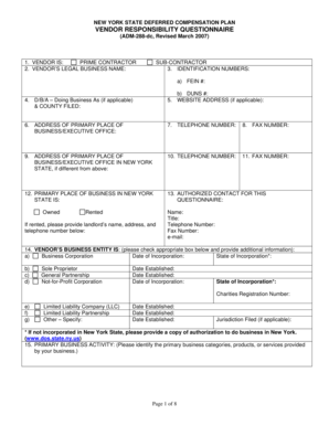 New York State Vendor Responsibility Questionnaire