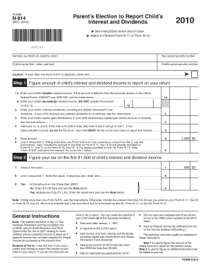 Parent's Election to Report Child's Interest and Dividends