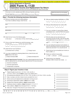 Illinois Form IL-1120 Corporation Income and Replacement Tax Return