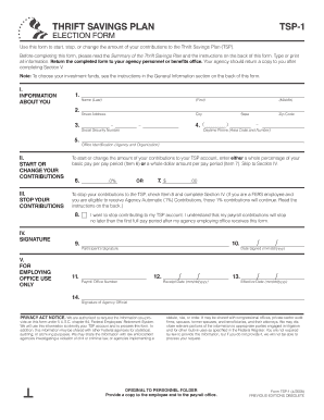 TSP-1 Thrift Savings Plan Election Form