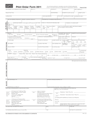 US Government Print Order Form 2511