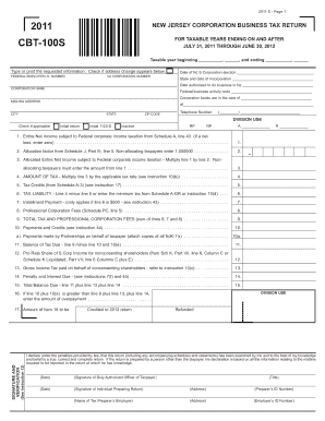 New Jersey Corporation Business Tax Return