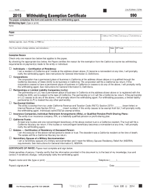 California Withholding Exemption Certificate