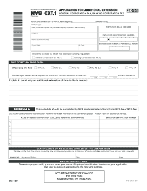 NYC Corporation Tax Extension Application