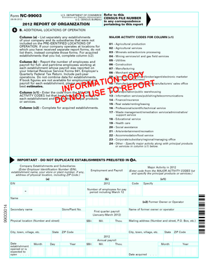 Form NC-99003 Report of Organization