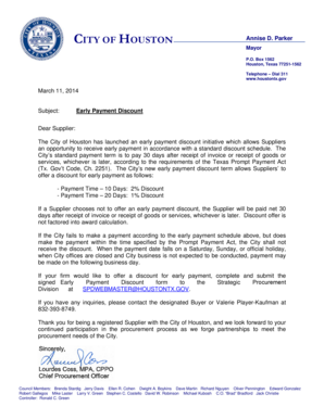 City of Houston Early Payment Discount Form