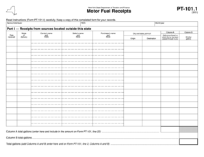 New York Motor Fuel Receipts Form PT-101.1