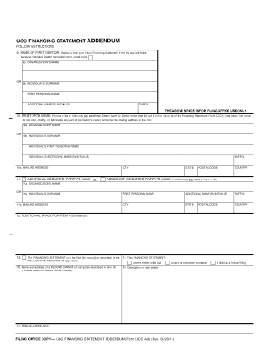 UCC Financing Statement Addendum