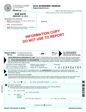 US Economic Census Form PS-54112